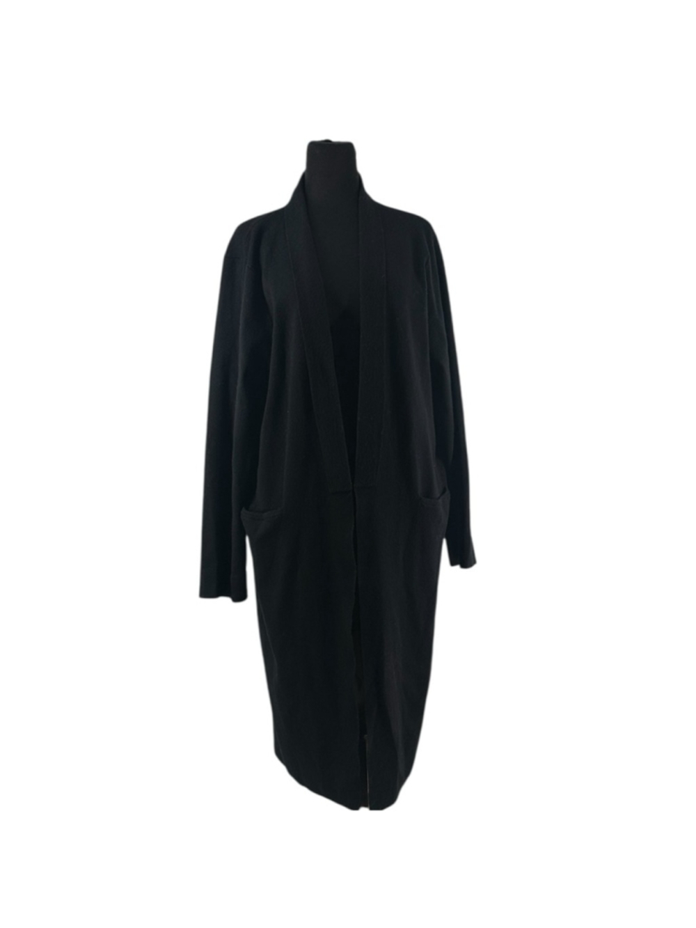 Oak + Fort cardigan black coatigan open front knit minimalist career sz M